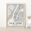 NYC Map, New York Poster, Printable Wall Art, Minimalist Decor, Street Map Art, Manhattan Print, Travel Gift, Digital Download (1)